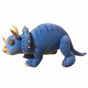 Dinosaur Triceratops Plush Blue Black Embroidered Eyes Stuffed Animal Toy 24 in